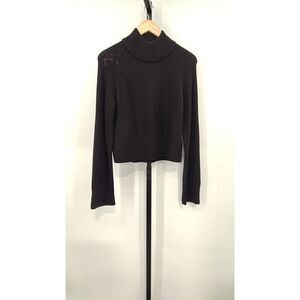 Quince Women Australian Merino Wool Cropped Mock Neck Sweater Black XS